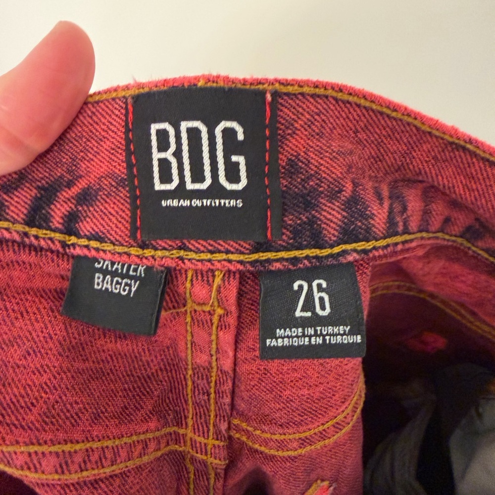 BDG Urban Outfitters Skater Baggy Jeans Red Acid Wash Size 26 - Picture 9 of 10